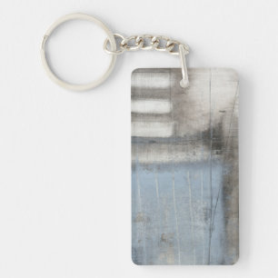 Porte-clés Peinture grise et bleue abstraite