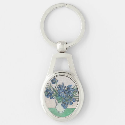 Porte-clés Peinture impressionniste Vase d'Iris de Van Gogh (Devant)