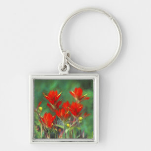 Porte-clés Peinture indienne de pinceau - Art Fleur original