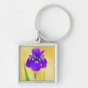 Porte-clés Peinture Iris à pois pourpre - Chien original mign