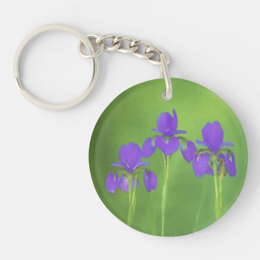 Porte-clés Peinture Iris Violet - Art Fleur Originale (Devant)