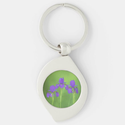 Porte-clés Peinture Iris Violet - Art Fleur Originale (Devant)