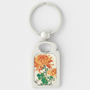 Porte-clés Peinture japonaise vintage de chrysanthèmes