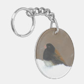 Porte-clés Peinture Junco foncée - Art original pour oiseaux (Devant gauche)