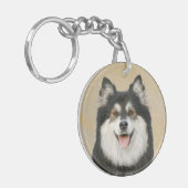 Porte-clés Peinture Lapphund Finlandaise - Joli art original  (Devant gauche)