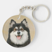 Porte-clés Peinture Lapphund Finlandaise - Joli art original  (Dos)