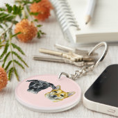 Porte-clés Peinture mignonne d'aquarelle de chiens (Devant Droit)