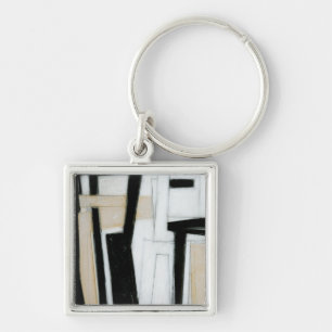 Porte-clés Peinture noire et blanche abstraite