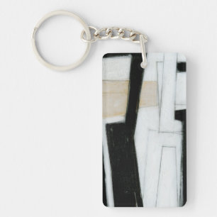 Porte-clés Peinture noire et blanche abstraite