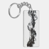 Porte-clés Peinture noire et blanche Abstraite pour l'art flu (Devant gauche)