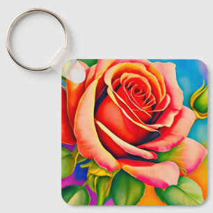 Porte-clés Peinture numérique à Rose coloré-47566