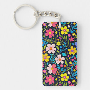 Porte-clés Peinture numérique florale motif fleurs