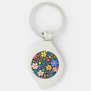 Porte-clés Peinture numérique florale motif fleurs