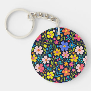 Porte-clés Peinture numérique florale motif fleurs-38875