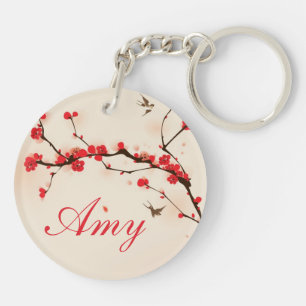 Porte-clés Peinture orientale de style, fleur au printemps 3