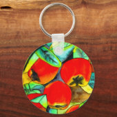 Porte-clés Peinture originale aquarelle Pommes rouges (Recto)