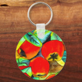 Porte-clés Peinture originale aquarelle Pommes rouges (Recto)