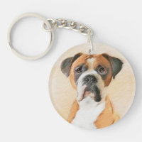 Peinture originale de chien Boxer non recadrée Art