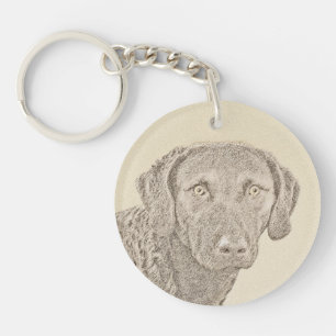 Porte-clés Peinture originale de chien par Retriever de Chesa