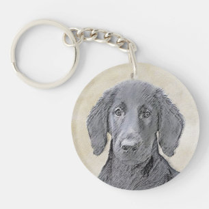 Porte-clés Peinture Retriever à revêtement plat - Art Chien o