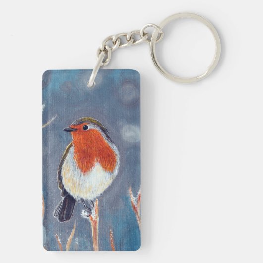 Porte-clés Peinture Robin d'hiver (Dos)