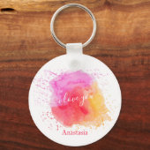 Porte-clés Peinture rose moderne (Recto)