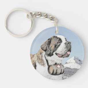 Porte-clés Peinture Saint-Bernard - Art Original et Mignon de