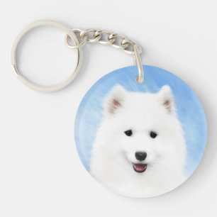 Porte-clés Peinture Samoyed Puppy - Jolie Art Original Chien