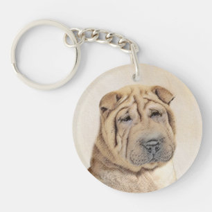 Porte-clés Peinture Shar Pei - Cute Original Chien Art