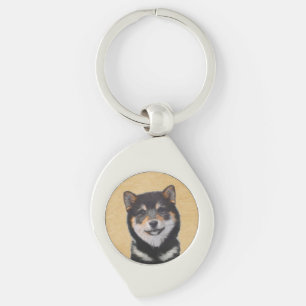 Porte-clés Peinture Shiba Inu (Noir et Tan) - Art Chien