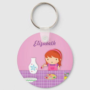 Porte-clés Peinture sur céramique pour enfants mignons pour f