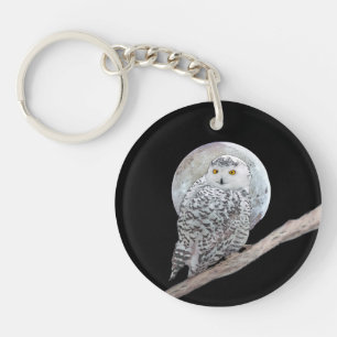 Porte-clés Peinture sur la Chouette neigeuse et la Lune - Art