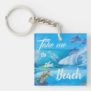 Porte-clés Peinture sur la plage et la vie marine