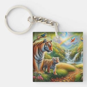 Porte-clés Peinture sur la scène de la jungle pacifique
