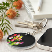 Porte-clés Peinture tulipe - Art floral original (Devant droit)