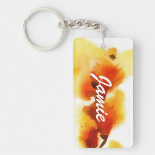 Porte-clés Peintures florales abstraites 2 d'aquarelle