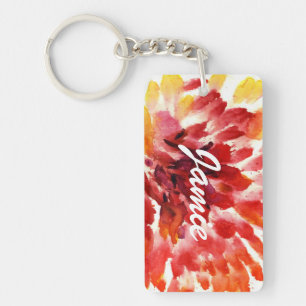 Porte-clés Peintures florales abstraites 5 d'aquarelle