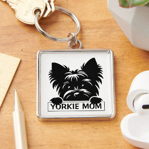 Porte-clés Pékin Yorkie Black Silhouette Yorkie Maman