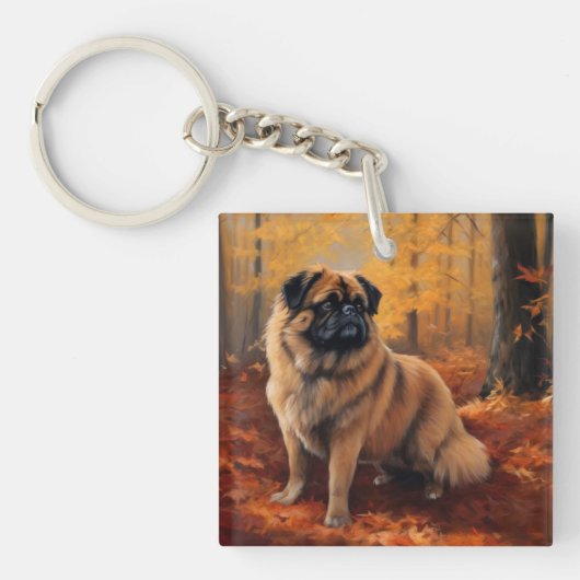 Porte-clés Pekingese à l'automne Feuilles automne Inspire (Devant)