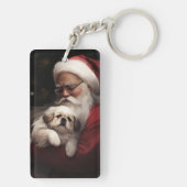 Porte-clés Pekingese avec le Père Noël Festif Noël (Dos)