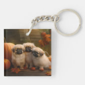 Porte-clés Pekingese Chiot Automne Citrouille délice (Dos)