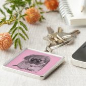 Porte-clés Pekingese Chiot rose (Côté)