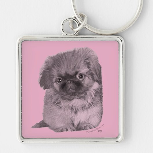 Porte-clés Pekingese Chiot rose (Devant)
