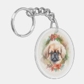 Porte-clés Pekingese Christmas Wreath Festive Pup (Devant gauche)