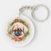 Porte-clés Pekingese Christmas Wreath Festive Pup (Dos)