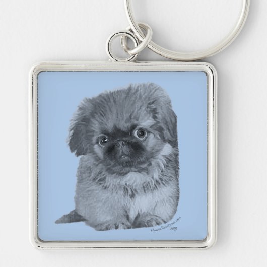 Porte-clés Pekingese Puppy Blue (Devant)