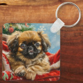 Porte-clés Pékinois Noël Festif (Verso)