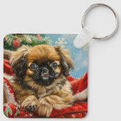 Porte-clés Pékinois Noël Festif (Dos)