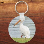 Porte-clés pélican blanc le long du littoral (Recto)