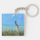 Porte-clés Pélican Brown sur un Piling Coastal Art (Dos)